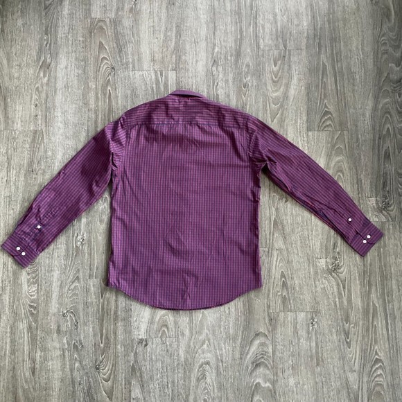 2- Peter England Slim Fit Dress‎ Shirts Casual Plaid Size 39 EUC Blue Red White - Picture 4 of 11